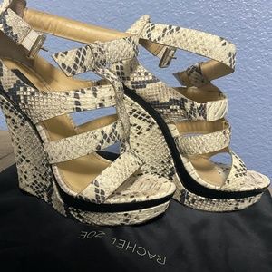 Rachel Zoe Snakeskin Platform Wedged Heels